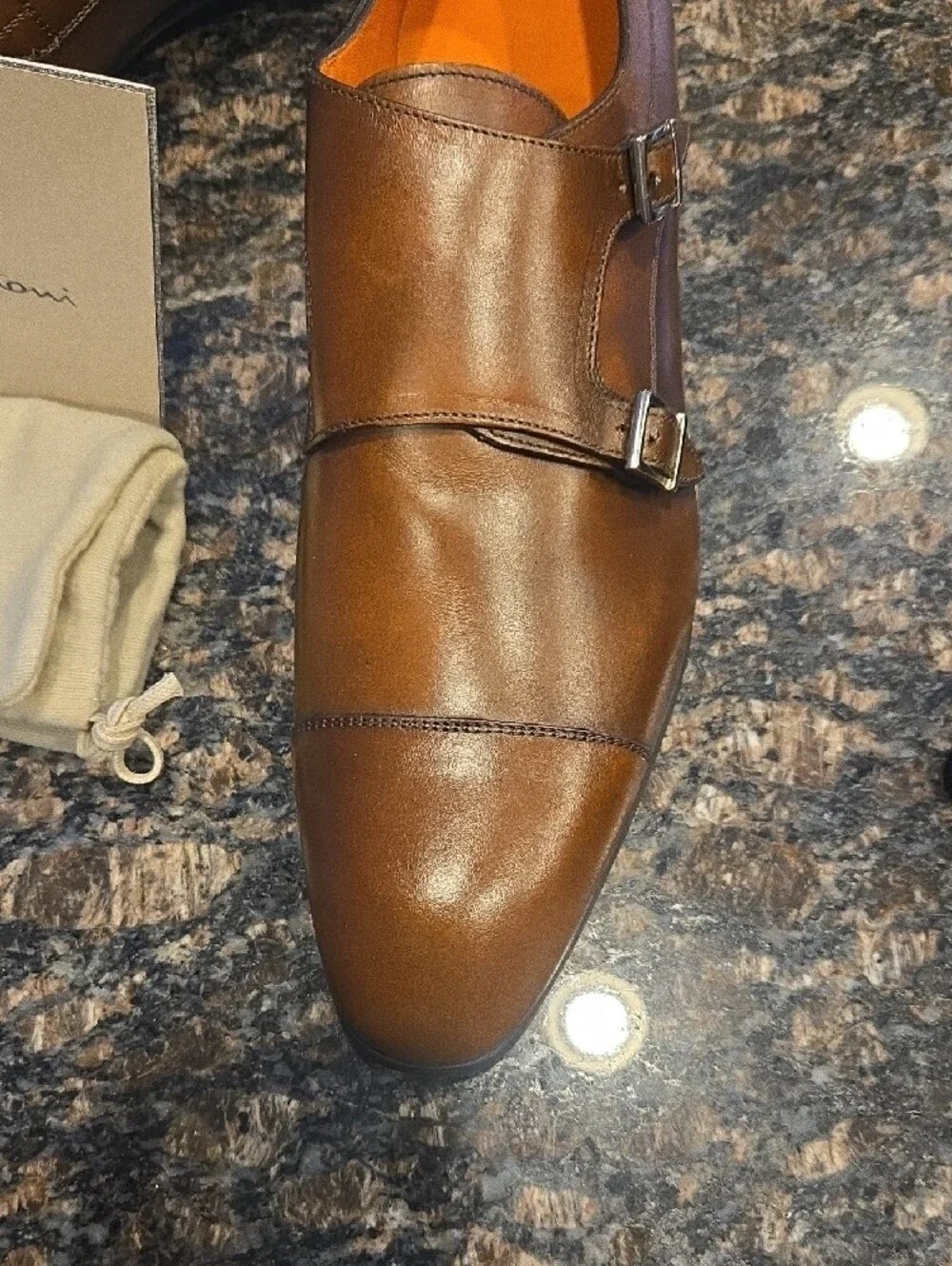 Santoni UPTON-2 Brown Leather Double Monk Strap Oxfords. Never Worn. 13D